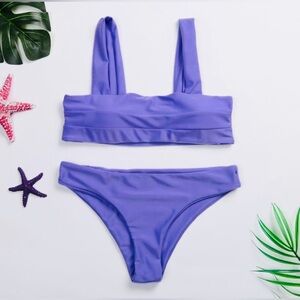 Zaful Purple Wide Strap Bandeau Padded Bikini Size S